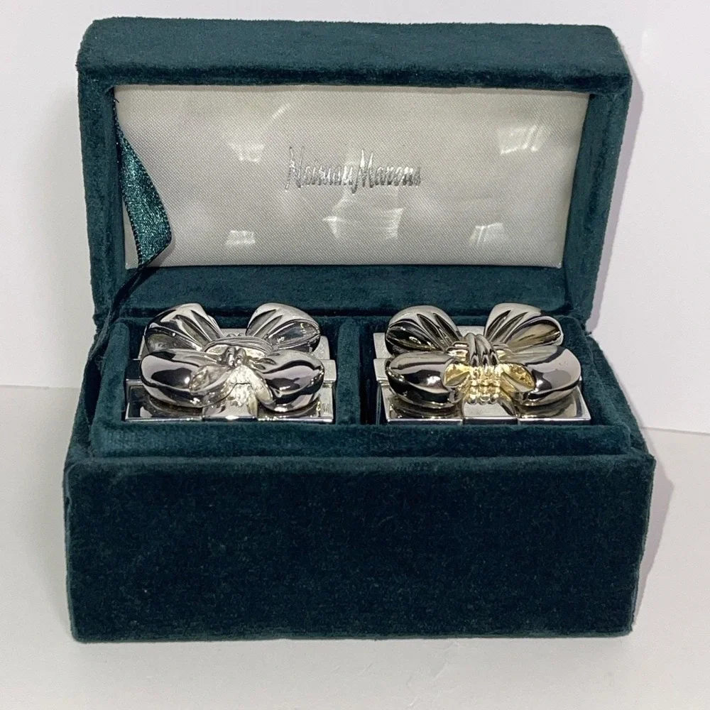 VTG Neiman Marcus Godinger Silver Plate Gift Box Salt Pepper Shaker Felt‎ Bottom